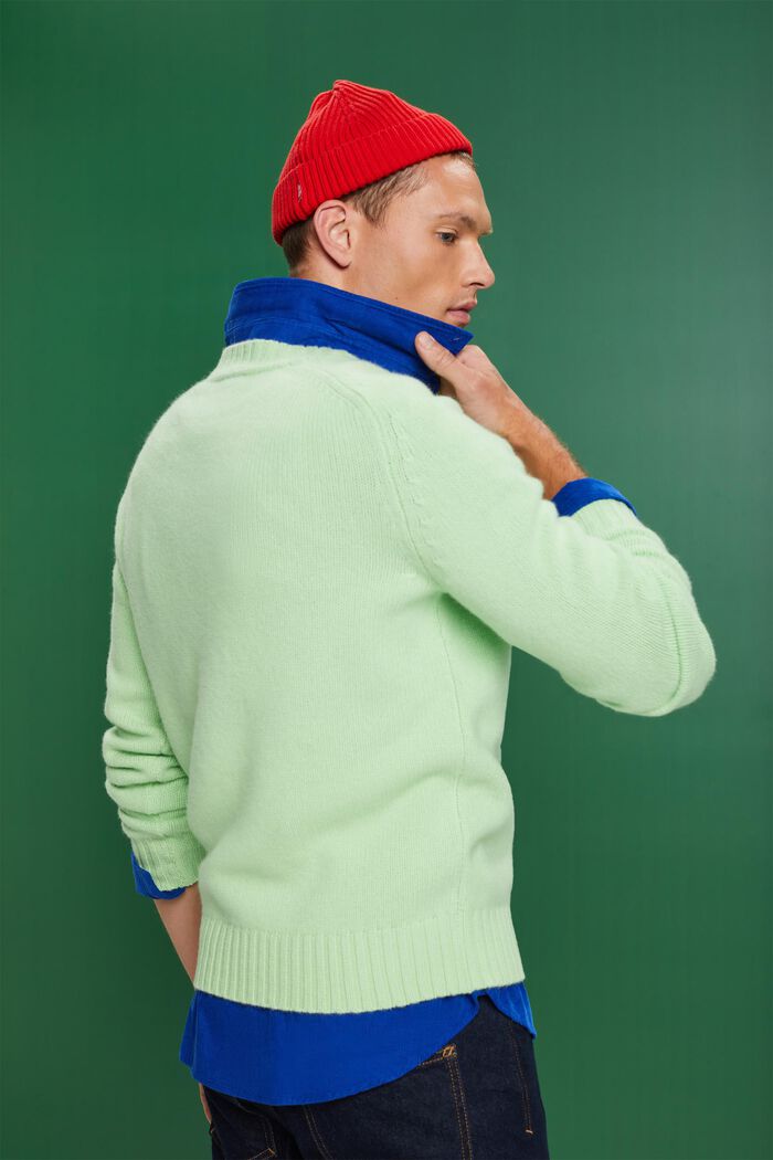 Chunk Knit Wool-Cashmere Sweater, LIGHT GREEN, detail image number 2